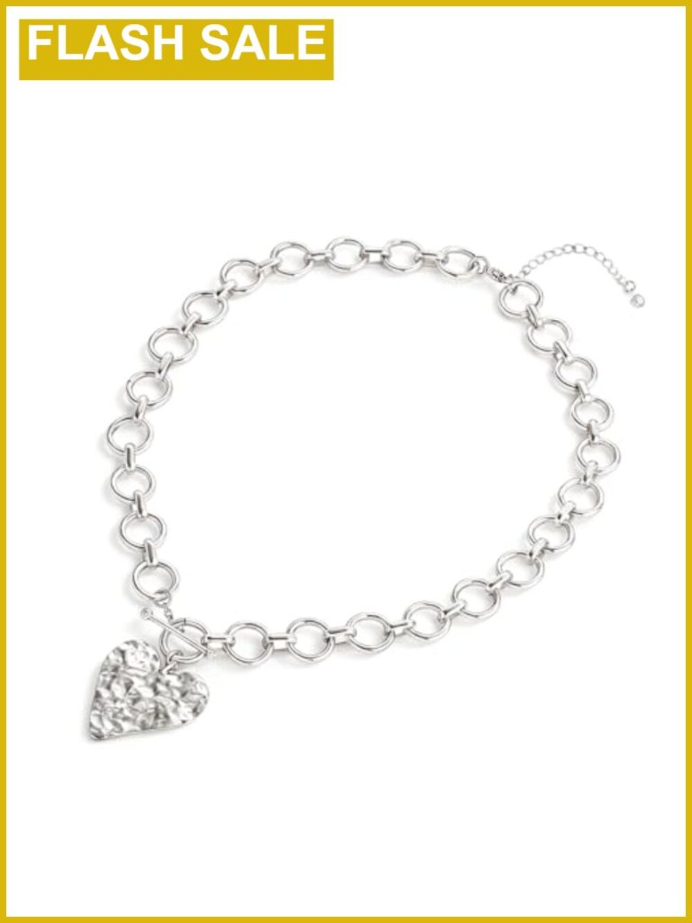 Chunky Heart Pendant Necklace for Women 14K Plated Gold Chain Toggle Clasp